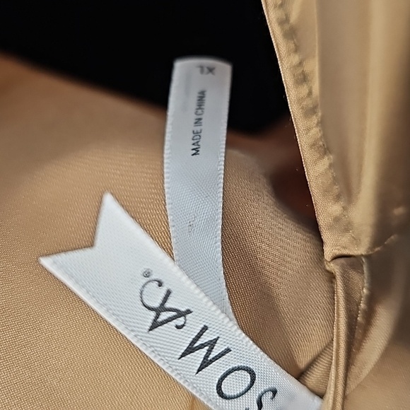 Soma Bronze Slip Dress w Vneck Spaghetti Straps Empire Waist Side Slits Sz:XL - Picture 3 of 12